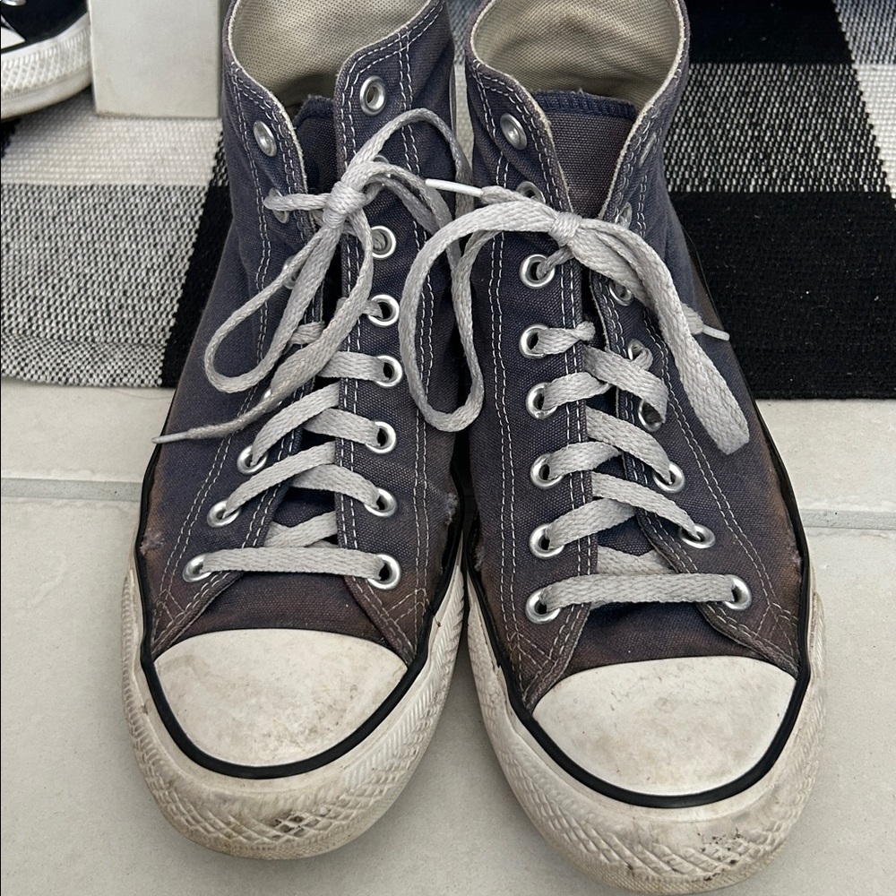 Converse Tan and Gray High-Top Sneakers